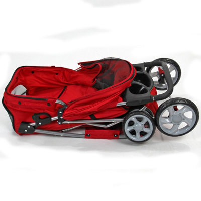 Red Folding Pushchair Pet Stroller - 5