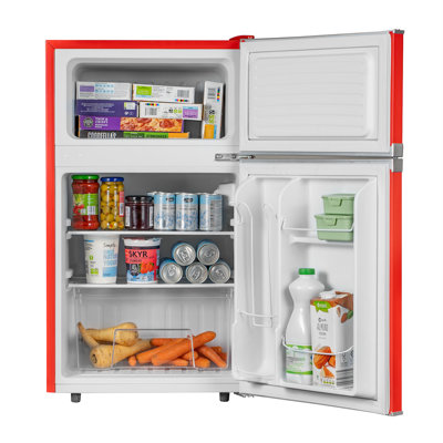Red Freestanding Under Counter Retro Fridge Freezer 88L - RFM88R