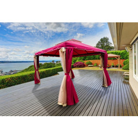 Red Gazebo with Nets Aluminium Frame and Powder coated Steel Roof,3x4x2.75m