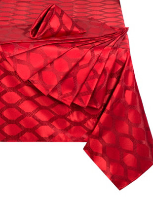 Red Geometric 9-Piece Table Linen Set