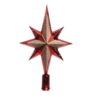 Red & Gold Tree Topper Star Decoration