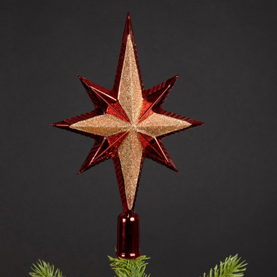 Red & Gold Tree Topper Star Decoration