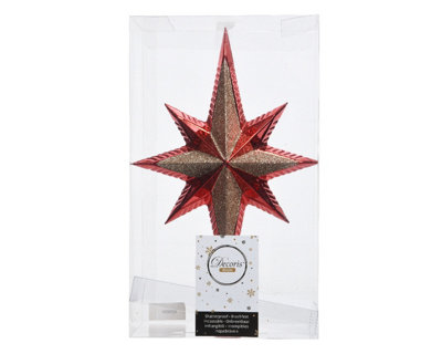 Red & Gold Tree Topper Star Decoration - 3