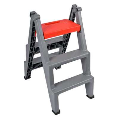 Red Gorilla - Step Up Folding 3 Step Ladder - Heavy Duty Mounting Block ...