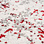 Red Grey Tweed Floral Embossed Living Area Rug 190x280cm