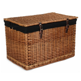 Red Hamper 60cm Double Steamed Chest Picnic Basket with Black Cotton Lining