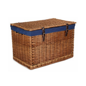 Red Hamper 60cm Double Steamed Chest Picnic Basket with Navy Cotton Lining