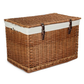 Red Hamper 60cm Double Steamed Chest Picnic Basket with White Cotton Lining