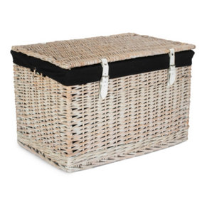 Red Hamper 60cm White Wash Chest Picnic Basket with Black Cotton Lining