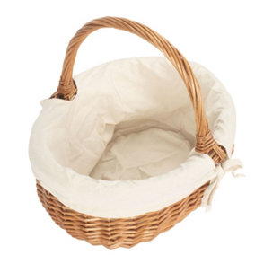 Red Hamper C044W Wicker Small Deluxe Shopping Basket With White Lining