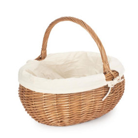 Red Hamper C045W Wicker Large Deluxe Shopping Basket With White Lining