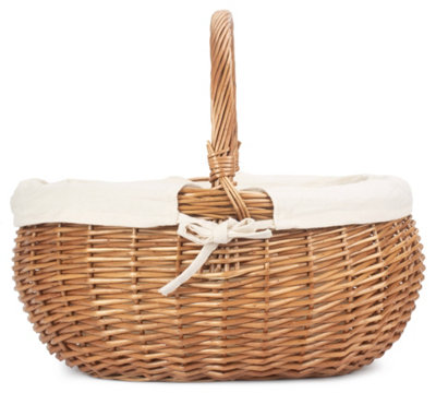 Red Hamper C045W Wicker Large Deluxe Shopping Basket With White Lining