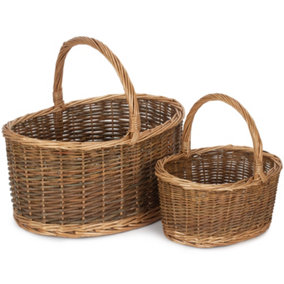 Red Hamper C082-083 Wicker Set of Two Country Oval Shopping Baskets