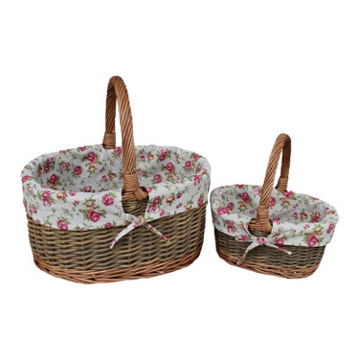 Red Hamper Set Of 3 Oval Gift Wicker Shopping Baskets - View #8
