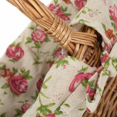 Red Hamper C082R-083R Wicker Set Of 2 Garden Rose Lined Childs Country Oval Shopping Baskets