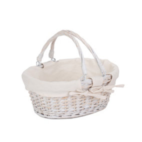 Red Hamper C103W Wicker Small White Swing Handle Shopper with White Lining