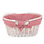 Red Hamper C104L Wicker Medium White Swing Handle Shopper with Red and White Checked Lining