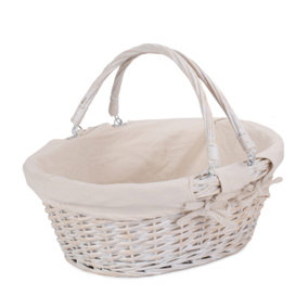 Red Hamper C105W Wicker Large White Swing Handle Shopper with White Lining