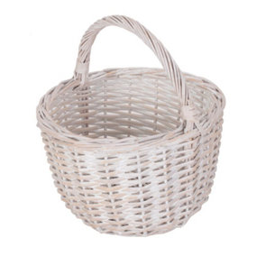 Red Hamper C111 Wicker Round White Wash Shopping Basket