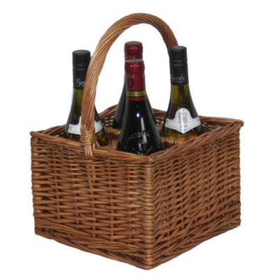 Red Hamper DB001 Wicker Double Steamed 2 Bottle Drinks Basket