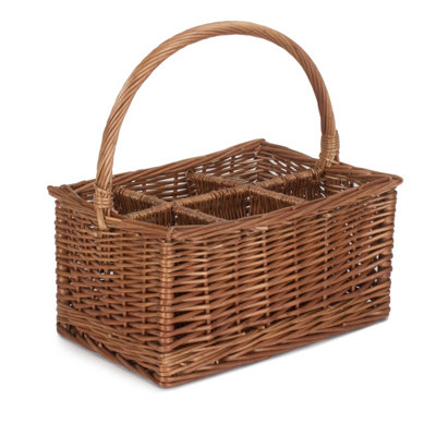 Red Hamper DB003 Wicker Double Steamed 6 Bottle Carrier Drinks Basket