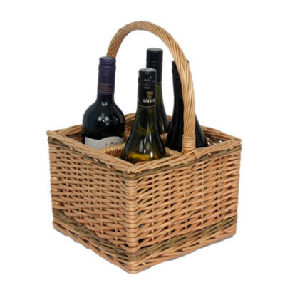 Red Hamper DB008 Wicker 2 Bottle Steamed Bottle Carrier