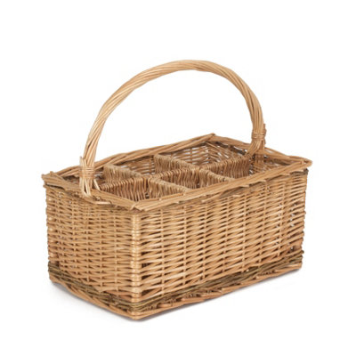 Red Hamper DB010 Wicker 6 Bottle Steamed 2 Tone Bottle Carrier