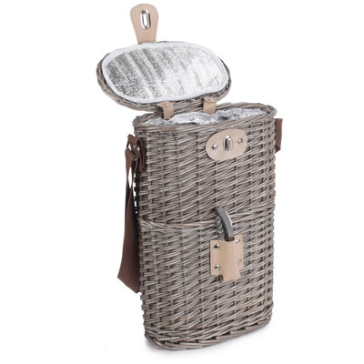 Red Hamper DB016 Wicker 2 Bottle Willow Insulated Bottle Carrier