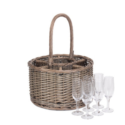 Red Hamper DB029 Wicker Special Event Basket Basket Wine Glasses