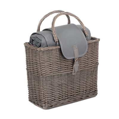 Red Hamper DB040 Wicker Antique Wash Willow Chiller Basket with Picnic Blanket