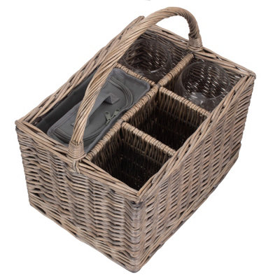 Red Hamper DB041 Wicker Grey Gin Picnic Drinks Basket