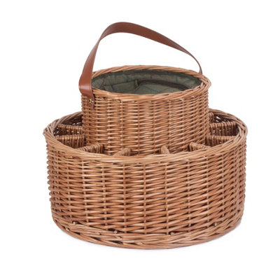 Red Hamper DB044 Wicker Green Tweed Chilled Garden Party Basket