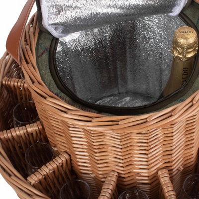 Rouge Hamper FH071 4 Personne Vert Tweed Double Lidded Aménagée Panier Pique-Nique, Brown, 33 X 48 X 28 Cm
