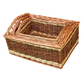 Red Hamper DH013/HOME Wicker Set of 3 Two Tone Deep Galleon Trays