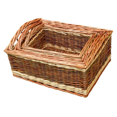 Red Hamper DH013/HOME Wicker Set of 3 Two Tone Deep Galleon Trays