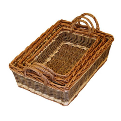 Red Hamper DH030G/HOME Wicker Set of 3 Malvern Serving Trays