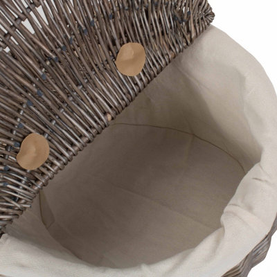 Antique Wash Finish Oval Picnic Basket - Empty Hampers