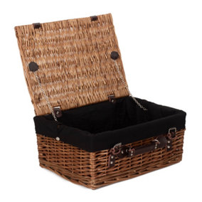 Red Hamper EH004B Wicker 41cm Double Steamed Picnic Basket with Black Lining