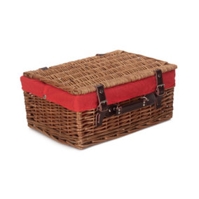 Red Hamper EH004R Wicker 41cm Double Steamed Picnic Basket with Red Lining
