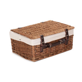 Red Hamper EH004W Wicker 41cm Double Steamed Picnic Basket with White Lining