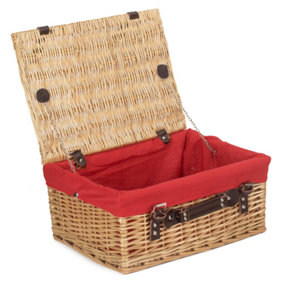 Red Hamper EH006R Wicker Picnic Basket with Red Lining