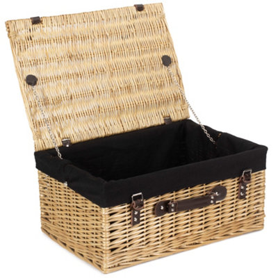 Red Hamper EH007B Wicker 51cm Buff Picnic Basket with Black Lining