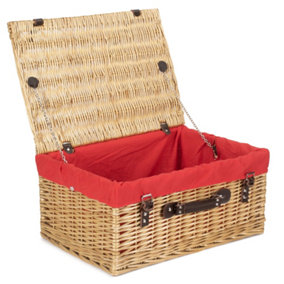 Red Hamper EH007R Wicker 51cm Buff Picnic Basket with Red Lining