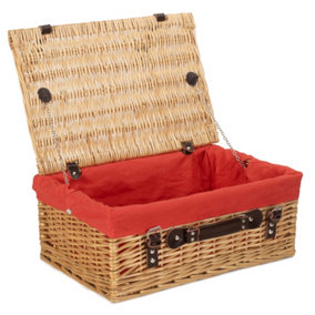 Red Hamper EH009R Wicker 46cm Buff Picnic Basket with Red Lining