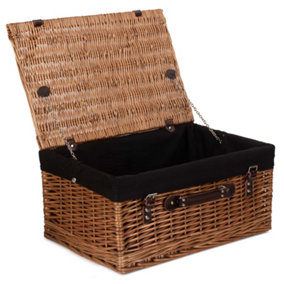 Red Hamper EH015B Wicker 51cm Double Steamed Picnic Basket with Black Lining