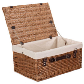 Red Hamper EH015W Wicker 51cm Double Steamed Picnic Basket with White Lining