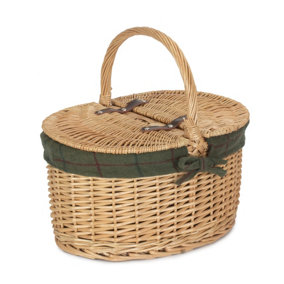 Red Hamper EH017G Wicker Cotton Lined Buff Oval Picnic Basket
