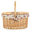 Red Hamper EH017R Wicker Buff Willow Double Lidded Oval Picnic Basket with Garden Rose Lining