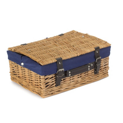 Red Hamper EH026N Wicker 35cm Picnic Basket with Blue Lining