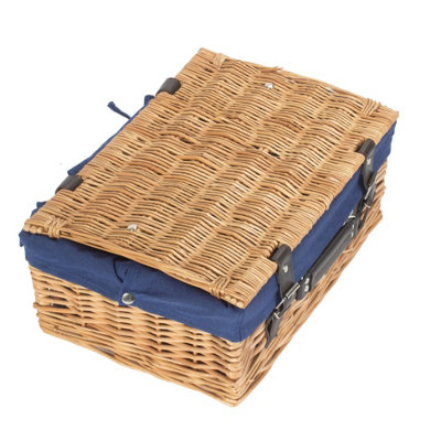 Red Hamper EH026N Wicker 35cm Picnic Basket with Blue Lining